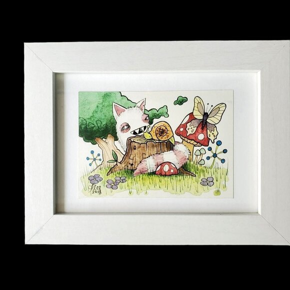 Nursery Art Fantasy Creatures Multicolor Artist Signed Watercolor Framed Unisex - Picture 1 of 5